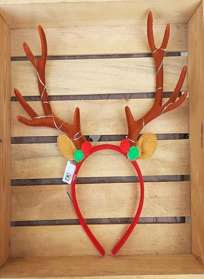 Partunay 1 Pcs Light Led Big Reindeer Antlers Hairband Christmas Headbands Christmas Costume for Kids Adults Christmas Xmas Props Party Favor Christmas Xmas Celebration - Image 2